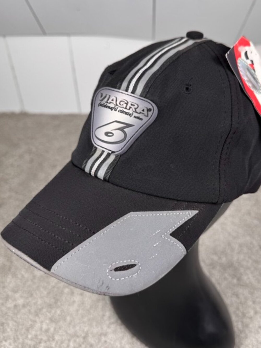 Vintage Mark Martin Hat Cap Strap Back One Size Black NASCAR Racing NWT